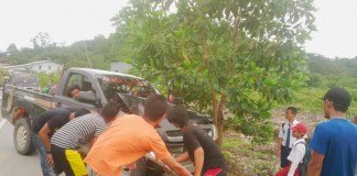 Hantam Lampu Jalan Toyota Hilux Nyebur