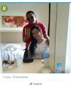 UNGGAHAN. Inilah capture foto selfie Ketua DPRD Bengkayang Martinus Kajot dengan Putri Lasiando yang diunggah Kajot pada 12 Februari 2016. Kurnadi