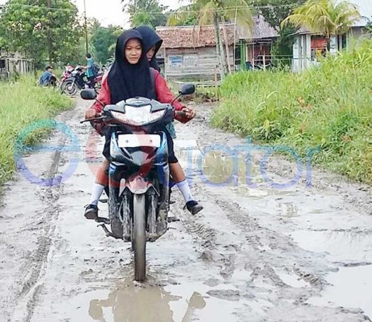 Jalan Akses ke Sekolah Bak Kubangan Lumpur