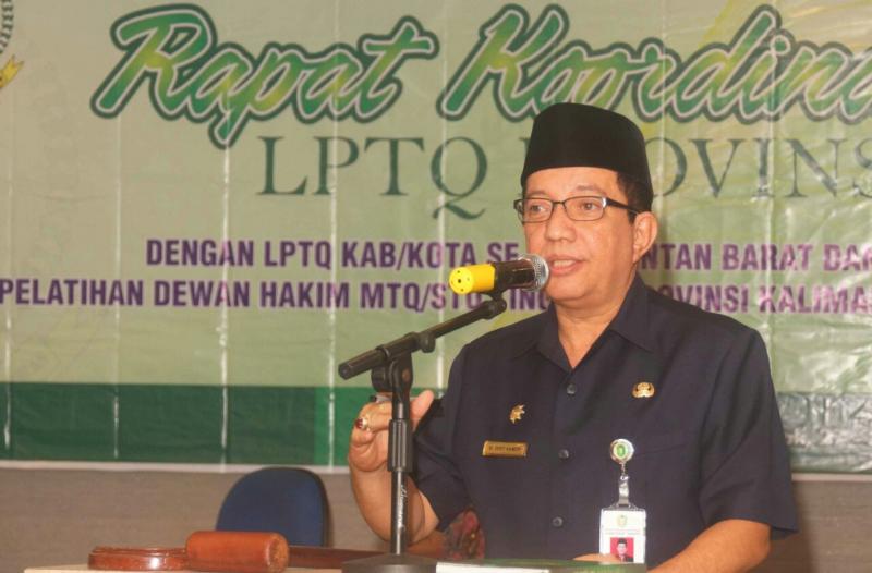 M. Zeet Hamdy Assovie menyampaikan sambutan pada acara pembukaan Rakor LPTQ