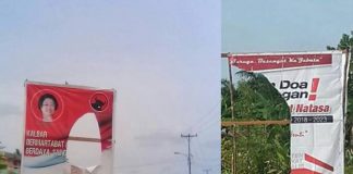 Baliho Lasarus dan Karolin Dirusak