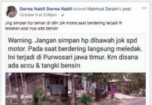 Foto Palsu Ledakan Ponsel di Jok Motor