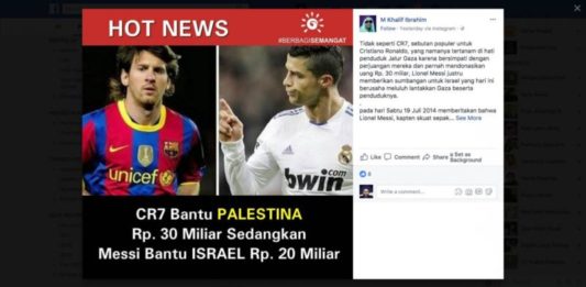 Hoax Messi Sumbang Israel Disebar Lagi