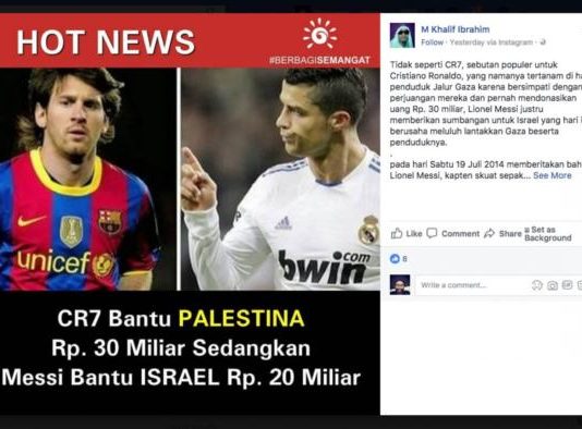 Hoax Messi Sumbang Israel Disebar Lagi