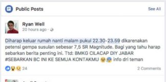 Hoax Gempa Susulan 7,5 SR