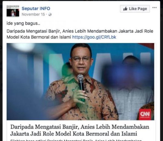 Blog Clickbait Serang Anies soal Banjir