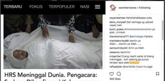 Berita Palsu Rizieq Meninggal