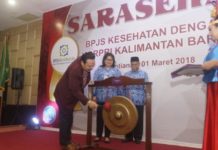 Masih Ada ASN Keluhkan Pelayanan Rumah Sakit SARASEHAN. Sy. Yusniarsyah Syahab memukul gong tanda dimulainya kegiatan Sarasehan BPJS Kesehatan dengan Korpri Kalbar di Hotel Mercure, Pontianak, Kamis (1/3). Humas Pemprov for RK
