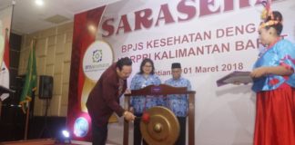 Masih Ada ASN Keluhkan Pelayanan Rumah Sakit SARASEHAN. Sy. Yusniarsyah Syahab memukul gong tanda dimulainya kegiatan Sarasehan BPJS Kesehatan dengan Korpri Kalbar di Hotel Mercure, Pontianak, Kamis (1/3). Humas Pemprov for RK
