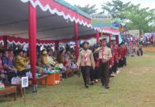 Semarak Pembukaan MTQ V Kabupaten Sekadau 2018 Defile kafilah dari Kecamatan Belitang Hilir.