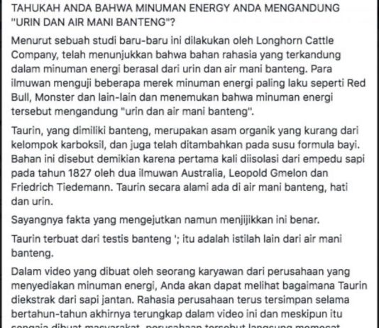Isu Sperma Banteng di Minuman Energi