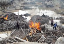 Polisi Amankan 18 Tersangka PETI. Polres Singkawang memusnahkan mesin dompeng dengan cara dibakar dalam penertiban PETI, belum lama ini. Humas Polres Singkawang for RK