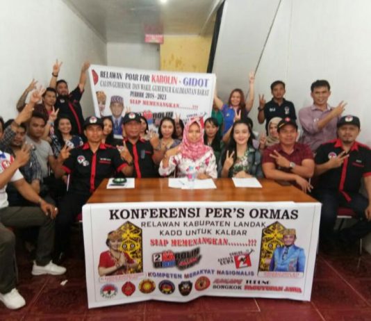 Bertabur Prestasi, Karolin-Gidot Pantas Didukung sejumlah organisasi yang bergabung relawan Kado menyatakan dukungan kepada pasangan Karolin-Gidot* Foto Antonius