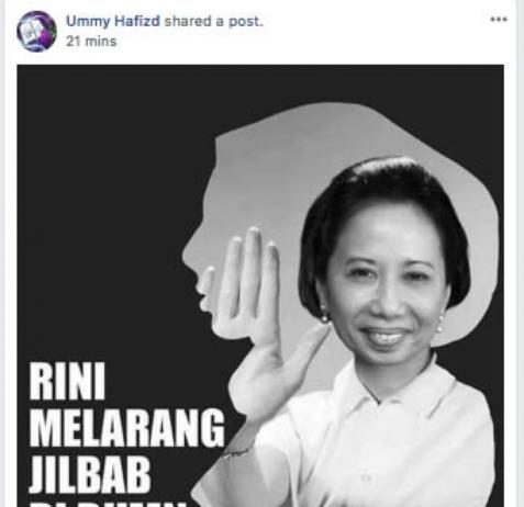 Isu Larangan Jilbab Serang Rini Soemarno