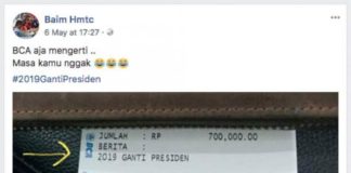 Struk #2019GantiPresiden Hanya Pesan Transfer