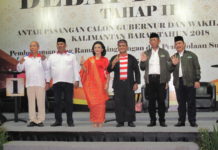 Paslon Pilkada Kalbar Peduli Lingkungan PARA KANDIDAT. Foto bersama para kandidat Pilkada Kalbar 2018, dalam acara debat public, Sabtu (5/5), di Qubu Resort, Jalan Arteri Supadio, Kubu Raya. Maulidi Murni-RK