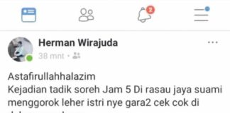 Kabar Suami Gorok Istri di Rasau, Hoax! HOAX. Postingan hoax tentang suami gorok leher istri--Net