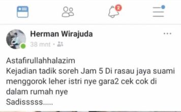 Kabar Suami Gorok Istri di Rasau, Hoax! HOAX. Postingan hoax tentang suami gorok leher istri--Net