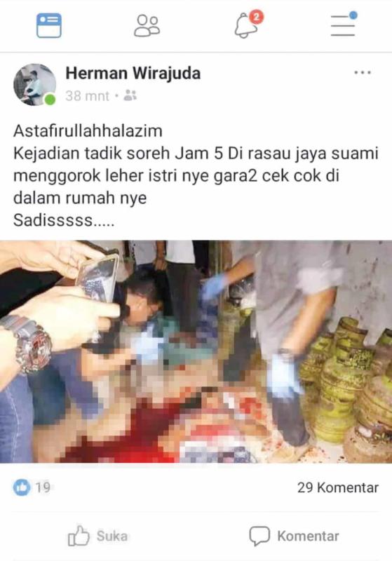 HOAX. Postingan hoax tentang suami gorok leher istri--Net