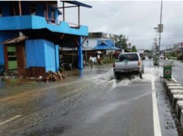 GENANGAN. Ruas Jalan Lintas Selatan dan pemukiman warga di Kedamin terendam setelah diguyur hujan beberapa hari lalu. Dok