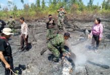 4 Hektare Cagar Alam Mandor Terbakar PADAMKAN API. Tim Terpadu Karhutla memadamkan api di lokasi kebakaran di Cagar Alam Mandor, Selasa (24/7). Tim Terpadu Karhutla Mandor for RK