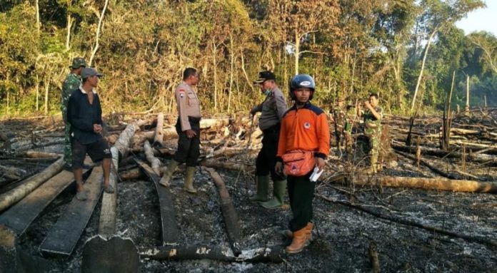 HOTSPOT. Tim Karhutla Kabupaten Landak turun di lokasi yang terdapat hotspot, kemarin. BPBD Landak for RK