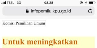 Tidak Masalah Server KPU Down TAK BISA DIAKSES. Tampilan laman infopemilu.kpu.go.id pada Minggu malam (1/7). infopemilu.kpu.go.id