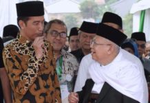 Ma’ruf Ditelpon Selepas Magrib,  Sandiaga Sudah Pamitan ke Anies BARENGAN. Presiden Joko Widodo dan Ketua MUI Ma’ruf Amin ketika menghadiri sebuah acara di Jakarta Timur, Kamis (26/7). Setpres for Jawa Pos