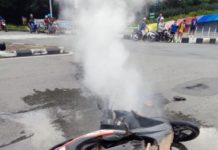 Diduga Konsleting, Motor Milik Warga Parit Pangeran Terbakar di Bundaran Untan