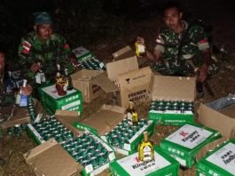 Lagi, Satgas Pamtas Gagalkan Penyelundupan Miras Malaysia