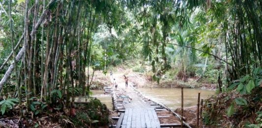 Jembatan Sungai Katap Dibangun Seadanya