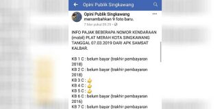 Mobil Dinas Wali Kota Singkawang Tak Bayar Pajak