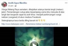 Cek Fakta: Meteor Raksasa Melewati Langit Malang di Awal Malam Ramadan