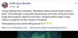 Cek Fakta: Meteor Raksasa Melewati Langit Malang di Awal Malam Ramadan