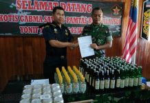 384 Botol Miras asal Malaysia Disita Pamtas