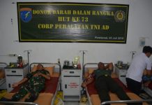 Songsong HUT Korps Peralatan ke-73, Paldam XII/Tpr Gelar Donor Darah