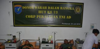 Songsong HUT Korps Peralatan ke-73, Paldam XII/Tpr Gelar Donor Darah