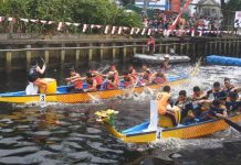 Kodam Gelar Lomba Dayung Dragon Boat, Parit Sungai Jawi Dijejali Warga
