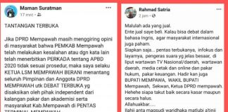 Polemik Perkada Mempawah, Maman Suratman Tantang Dewan Debat Terbuka, Rahmad Satria: Ente Jual Saye Beli