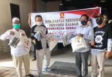 Gerindra Kalbar in Action,  Sisipkan Ikan saat Salurkan Beras  ke Masyarakat Terdampak Covid-19