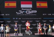 Pertama Kalinya Pebalap Astra Honda Fadillah Arbi Kibarkan Merah Putih dari Podium Tertinggi FIM JuniorGP Barcelona