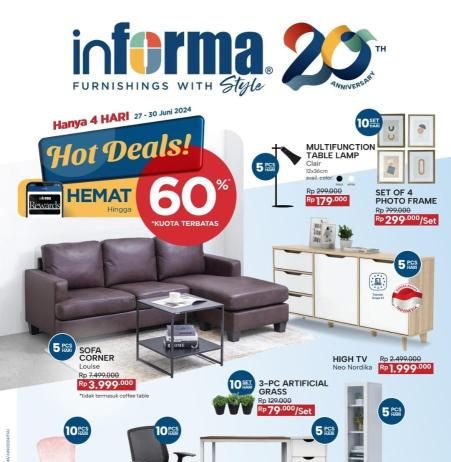 Informa Hadirkan Promo Hot Deal Hingga 60% & Kejutan Anniversary CashBack hingga 20% ALL Transaksi